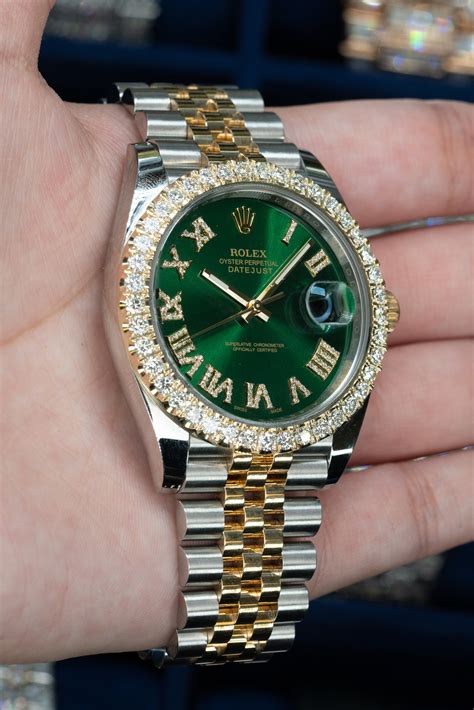 rolex green face diamonds